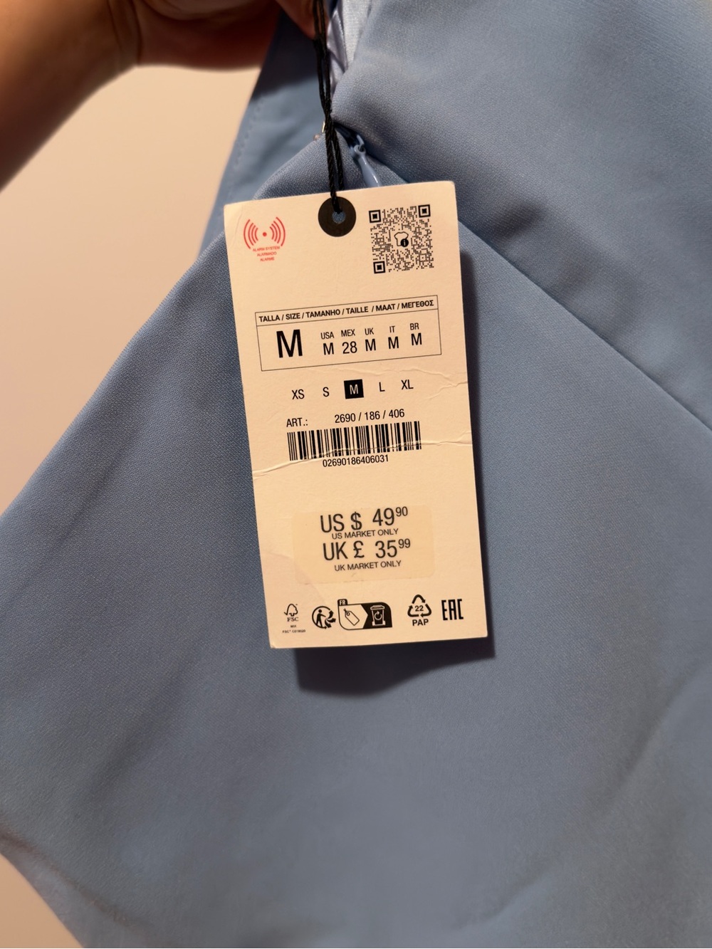 ZARA Powder Blue High-Waist Tailored Shorts - Picture 3 of 3